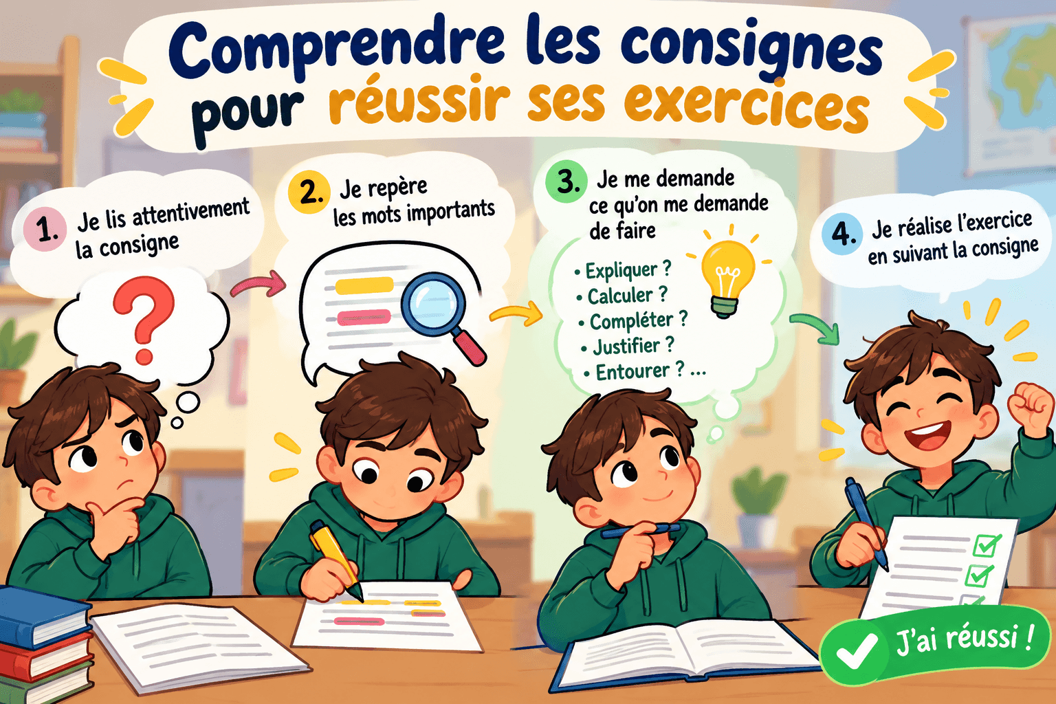 Comprendre les consignes et réussir ses exercices
